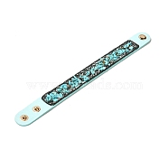 Faux Suede Snap Cord Bracelet, Synthetic Turquoise & Shell Chips Beaded Wristband for Men Women, 8-5/8 inch(22cm)(BJEW-F428-14)