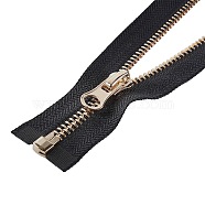 Nylon Garment Accessories, Zip-fastener Component Sets, Nylon and Brass Zipper & Alloy Zipper Puller, Black, Light Gold, 710~735x38x3mm(FIND-WH0056-61LG)