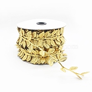 Polyester Imitation Leaf Ribbon, with Spool, Gold, 1-5/8 inch(42x0.5mm), about 27.34 Yards(25m)/Roll(OCOR-WH0068-77A)