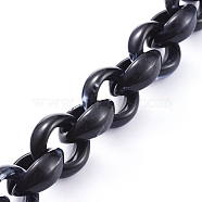 Handmade Acrylic Rolo Chains, Belcher Chain, Imitation Gemstone Style, Black, Links: 20x18x8mm, about 39.37 inch(1m)/strand(AJEW-JB00537-06)