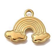 Ion Plating(IP) 304 Stainless Steel Pendants, Rainbow with Cloud Charm, Real 18K Gold Plated, 14x18.5x1.5mm, Hole: 1.8mm(STAS-P371-019G)