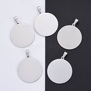 304 Stainless Steel Pendants, Stamping Blank Tag, Flat Round, Stainless Steel Color, 33x30x1mm, Hole: 7x3mm(STAS-P063-09P)