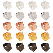 Adjustable Brass Finger Rings, Wide Band Rings, Blank Tags Rings, Square, Antique Bronze & Golden & Platinum & Rose Gold & Silver, 17x19.5mm, 5colors, 6pcs/color, 30pcs/box(RJEW-PH0001-01)