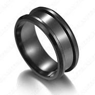 201 Stainless Steel Grooved Finger Ring Settings, Ring Core Blank, for Inlay Ring Jewelry Making, Gunmetal, Size 11, 8mm, Inner Diameter: 21mm(STAS-TAC0001-10E-B)