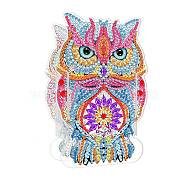 5D DIY Owl Pattern Animal Diamond Painting Pencil Case Ornaments Kits, with Resin Rhinestones, Sticky Pen, Tray Plate, Glue Clay and Acrylic Plate, Owl Pattern, 143x90x2mm(DIY-C020-01)