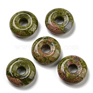 Natural Unakite Pendants, Donut/Pi Disc Charms, 17~18x4~6mm, Hole: 5~6mm(G-C066-02B)