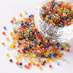 Round Glass Seed Beads, Transparent Colours Rainbow, Round, Mixed Color, 2mm(SEED-A007-2mm)