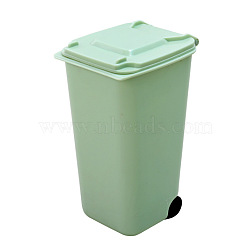 Mini Trash Can Shape Plastic Multi-function Pen & Pencil Holders, Desktop Stationery Organizer, Dark Sea Green, 100x80x155mm(OFST-PW0004-12D)