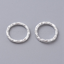 Iron Textured Jump Rings, Open Jump Rings, for Jewelry Making, Silver, 10x1mm, 18 Gauge, Inner Diameter: 7.5mm, about 1900~2000pcs/bag(IFIN-D086-02-S)