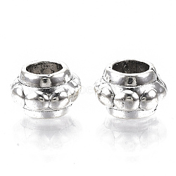 Tibetan Style Alloy Beads, Large Hole Beads, Cadmium Free & Lead Free, Bumpy, Rondelle, Antique Silver, 12x8mm, Hole: 5.5mm, about 415pcs/1000g(TIBE-R317-058AS-LF)