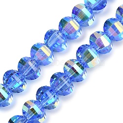 Electroplate Transparent Glass Beads Strands, Pumpkin, Faceted Abacus Beads, AB Color Plated, Cornflower Blue, 8x6mm, Hole: 1.2mm, about 78~81pcs/strand, 18.50''(47cm)(EGLA-B011-08A-AB08)