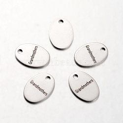 Non-Tarnish Mother's Day Theme, Spray Painted Stainless Steel Family Theme Pendants, Oval with Words Grandmothers, Stainless Steel Color, 17x12x1mm, Hole: 2mm(STAS-I048-F09)