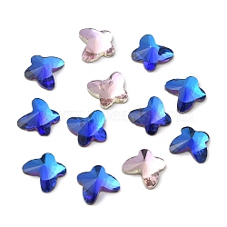 Glass Rhinestone Cabochons, Flat Back & Back Plated, Faceted, Butterfly, Mixed Color, 8x9x3.7mm(RGLA-G023-03B)