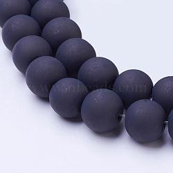 Transparent Glass Bead Strands, Frosted, Round, Black, 10mm, Hole: 1.3~1.6mm, about 80pcs/strand, 31.4 inch(GLAA-S031-10mm-38)