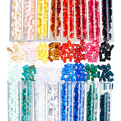 672~800pcs 16 Colors Opaque Acrylic Slide Charms, Rectangle, Mixed Color, 2.3x5.2x2mm, Hole: 0.8mm, 42~50pcs/color(OACR-NB0001-48)