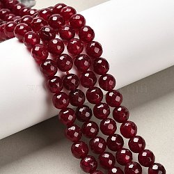 Natural Malaysia Jade Bead Strands, Imitation Ruby, Round, Dyed, Faceted, Dark Red, 8mm, Hole: 1.0mm, about 46pcs/strand, 14.5 inch(G-A147-8mm-A09)