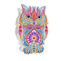 5D DIY Owl Pattern Animal Diamond Painting Pencil Case Ornaments Kits, with Resin Rhinestones, Sticky Pen, Tray Plate, Glue Clay and Acrylic Plate, Owl Pattern, 143x90x2mm(DIY-C020-01)