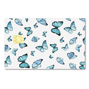PVC Plastic Waterproof Card Stickers, Self-adhesion Card Skin for Bank Card Decor, Rectangle, Butterfly Pattern, 186.3x137.3mm