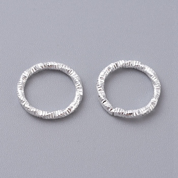 Iron Textured Jump Rings, Open Jump Rings, for Jewelry Making, Silver, 10x1mm, 18 Gauge, Inner Diameter: 7.5mm, about 1900~2000pcs/bag