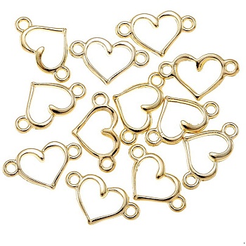 Alloy Hollow Connector Charms, Heart, Golden, 8x14.5mm, Hole: 1mm