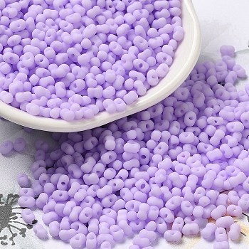 Glass Frosted Seed Beads, Peanut, Plum, 3.5~4x2~2.5x2~2.3mm, Hole: 0.8mm