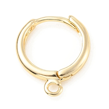 Brass Huggie Hoop Earring Finding, Round, Light Gold, 12 Gauge, 16x13.5x2mm, Hole: 1.5mm, Pin: 0.8mm