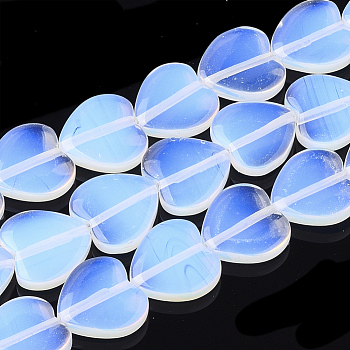 Opalite Beads Strands, Heart, 15.5x16x4.5mm, Hole: 1.2mm, about 24pcs/strand, 13.7 inch