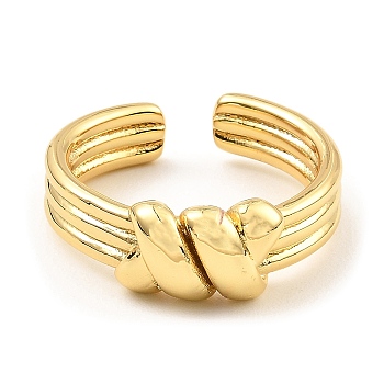 Brass Open Cuff Rings, Twist Kont, Real 16K Gold Plated, US Size 9 3/4(19.5mm)