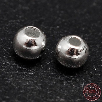 925 Sterling Silver Beads, Seamless Round Beads, Silver, 6mm, Hole: 1.5~1.6mm, about 64pcs/20g