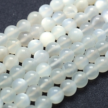 Natural White Moonstone Beads Strands, Grade A, Round, 6mm, Hole: 1mm, about 67pcs/strand, 15.7 inch(40cm)