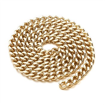 Aluminium Curb Chains, Unwelded, Light Gold, Link: 16.5x13x3.5mm, about 39.37 inch(1m)/strand