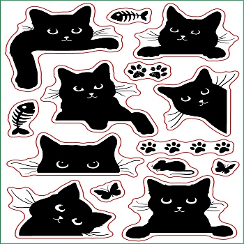 PVC Plastic Stamps, for DIY Scrapbooking, Photo Album Decorative, Cards Making, Stamp Sheets, Cat Pattern, 16x11x0.3cm