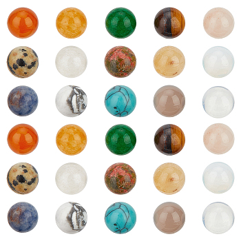 Natural & Synthetic Gemstone Round Beads, No Hole/Undrilled, Mixed Dyed and Undyed, 8mm, about 50pcs/box