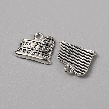 Tibetan Style Alloy Pendants, House Charms, Antique Silver, 13.5x16x2.5mm, Hole: 2mm