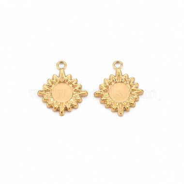 Real 14K Gold Plated Flower 304 Stainless Steel Charms
