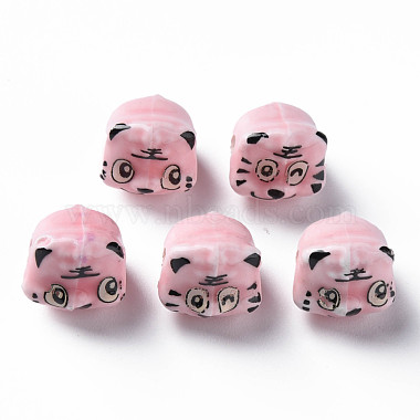 Pink Tiger Porcelain Beads