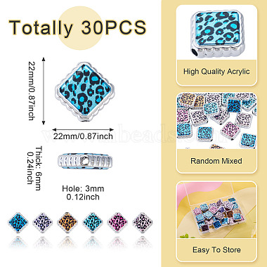 30Pcs UV Plating Printed Opaque Acrylic Beads(OACR-TA0001-73C)-4