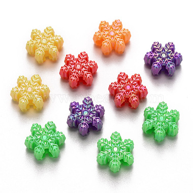 15mm Mixed Color Snowflake Acrylic Beads