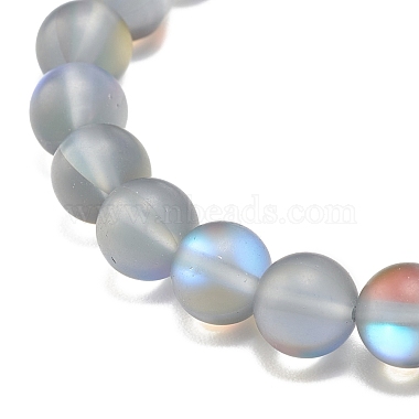 Bracelet extensible perlé rond en pierre de lune synthétique avec strass(BJEW-JB07875)-6