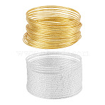 2Pcs 2 Colors Textured Iron Memory Beading Wire for Wire Wrap DIY Jewelry Making, Golden & Silver, 1.3mm, Inner Diameter: 78mm, 16 Gauge, 30 circles/pc, 1pc/color(MW-TA0001-06B)