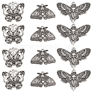 24Pcs 3 Style Tibetan Style Alloy Pendants, Butterfly & Moth, Antique Silver, 20~27x23~43x3~4mm, Hole: 1.2~2.3mm, 8pcs/style(FIND-SC0005-07)