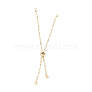 Rack Plating Brass Cable Chain Link Bracelet Making, Slider Bracelets, Long-Lasting Plated, Real 18K Gold Plated, Single Chain: 101mm(MAK-L036-01G)