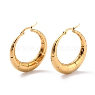 Ion Plating(IP) 304 Stainless Steel Hoop Earrings, Hypoallergenic Earrings, Textured Ring, Real 24K Gold Plated, 40x38.5x3~6mm, Pin: 0.8mm(X-EJEW-O096-46G)