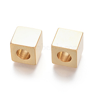 304 Stainless Steel European Beads, Large Hole Beads, Cube, Golden, 9x9x9mm, Hole: 5mm(STAS-I126-03G)
