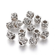 Tibetan Style Column European Beads, Large Hole Beads, Cadmium Free & Lead Free, Antique Silver, 9x9mm, Hole: 5mm, about 440pcs/1000g(TIBEB-7952-AS-RS)