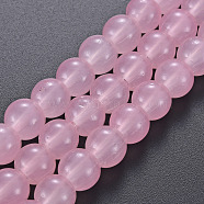 Spray Painted Glass Beads Strands, Round, Pearl Pink, 8x7.5mm, Hole: 1.4mm, about 50~51pcs/strand, 14.57~14.96 inches(37~38cm)(GGLA-S058-001B-01)