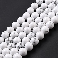 Synthetic Howlite Beads Strands, Round, 10mm, Hole: 1.5mm, about 38pcs/strand, 14.76''(37.5cm)(G-E568-04C)