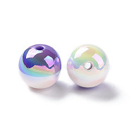 Two Tone Opaque Resin Beads, AB Color, Round, Mauve, 16.8x16mm, Hole: 3mm(RESI-A020-02A)