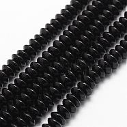 Natural Black Onyx Beads Strands, Grade A, Dyed & Heated, Rondelle, 8x4mm, Hole: 1mm, about 95pcs/strand, 15.16 inch~15.35 inch(G-P161-20-8x4mm)