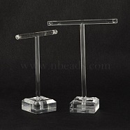 T Bar Organic Glass Earring Display Stand, T Bar with Two Holes, Clear, 6x9cm, 8x11cm, 2pcs/set(EDIS-G001-01)